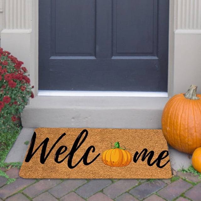 EQWLJWE Halloween Welcome Mats,Halloween Easter Rug,Rustic Pumpkins Entrance Doormats,Pumpkins Non Slip Bath Mat,Decorative Entrance Rugs Carpet for Floor/Indoor/Outdoor/Front Door/Bathroom