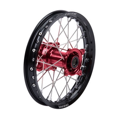 Tusk Impact Complete Wheel - Rear 14 x 1.60 Black Rim/Silver Spoke/Red Hub For Honda CRF150R Expert 2007-2009,2012-2022