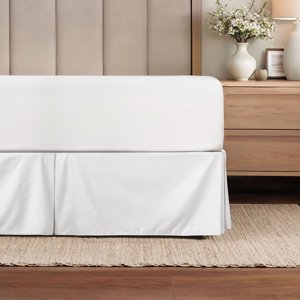 Tailored Pleated Bed Skirt Queen White