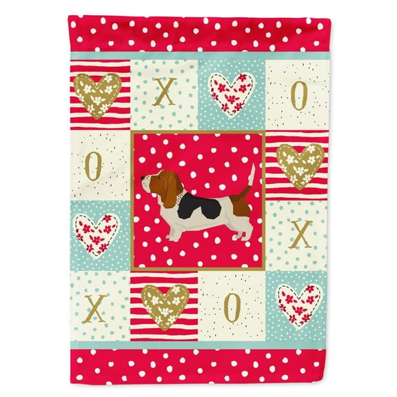 Carolines Treasures CK5908CHF Basset Hound Love Flag Canvas House Size Large multicolor