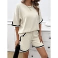 thumbnail image 3 of XCHQRTI Women's 2 Piece Outfits Summer Casual Knit Sweater Short Sets Trendy Pullover Loungewear, 3 of 5