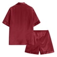 thumbnail image 3 of eczipvz Girls Boys Pajamas Satin Pajama Set Silk Pjs Short Sleeve Sleepwear Kids Button-Down Nightwear Red M, 3 of 5