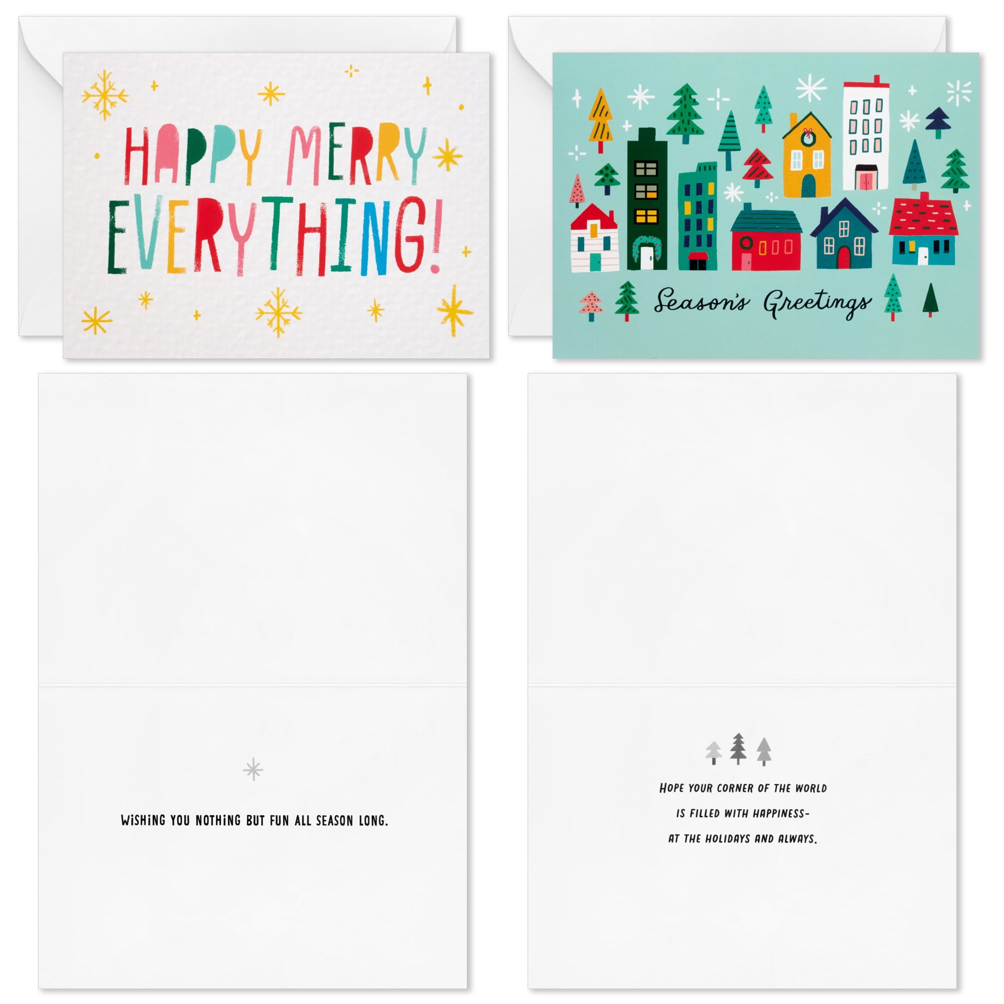Hallmark Boxed Assorted Christmas Notes, Bright and Cheery (Pack of 20 Cards with Envelopes)