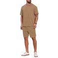 thumbnail image 5 of INSPIRE CHIC Men's Casual Texture Crew Neck Solid Shirt Top and Shorts 2 Piece Outfits 3XL Brown, 5 of 6