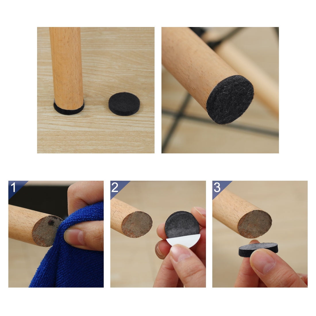 Unique Bargains 30pcs Felt Pads Round 2 Inch Self-stick Anti-scratch Floor Protector