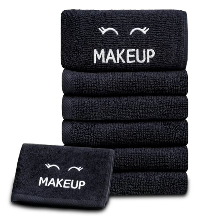 Bleach Safe Black Makeup Towels Luxury Ultra Soft Cotton Face Washcloths Make up Removal 6 Pack