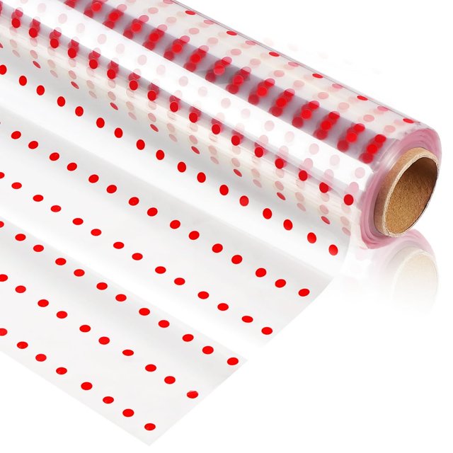 MesaSe Red Transparent Cellophane Wrap Roll for Baskets and Gifts