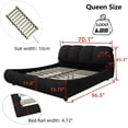 thumbnail image 3 of Queen Size Luxury Upholstered Platform Bed with Oversized Padded Backrest and Solid Wood Frame,suitable for Multiple heights of mattresses,Black, 3 of 10