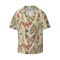 thumbnail image 2 of Lsque Watercolor Insects print Men's Cuban Collar Short Sleeve Shirt Summer Beachwear Casual Button Down Fashionable Vacation Leisure Shirt-XX-Large, 2 of 7