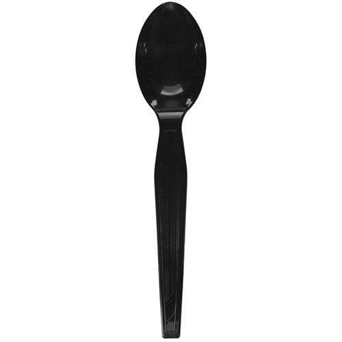 Karat PS Plastic Medium-Heavy Weight Tea Spoons Bulk Box - Black - 1,000 ct Karat