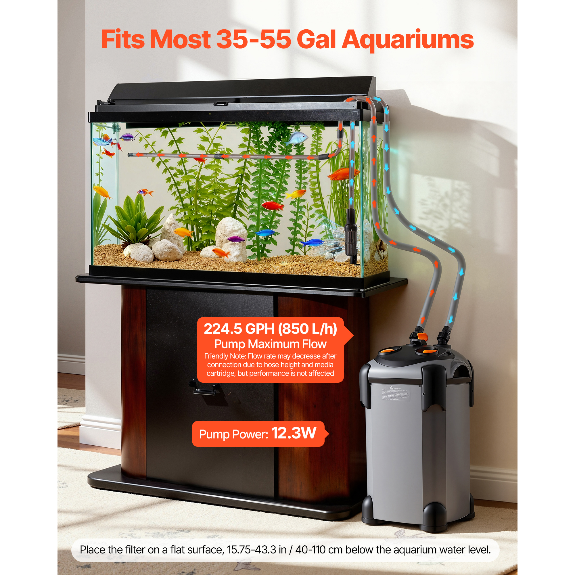 KFFKFF External Canister Filter 224.5 GPH Aquarium System photo 2