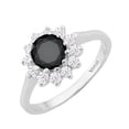 thumbnail image 2 of Sterling Silver with Natuarl Black Diamond and White Topaz Halo Ring, 2 of 3