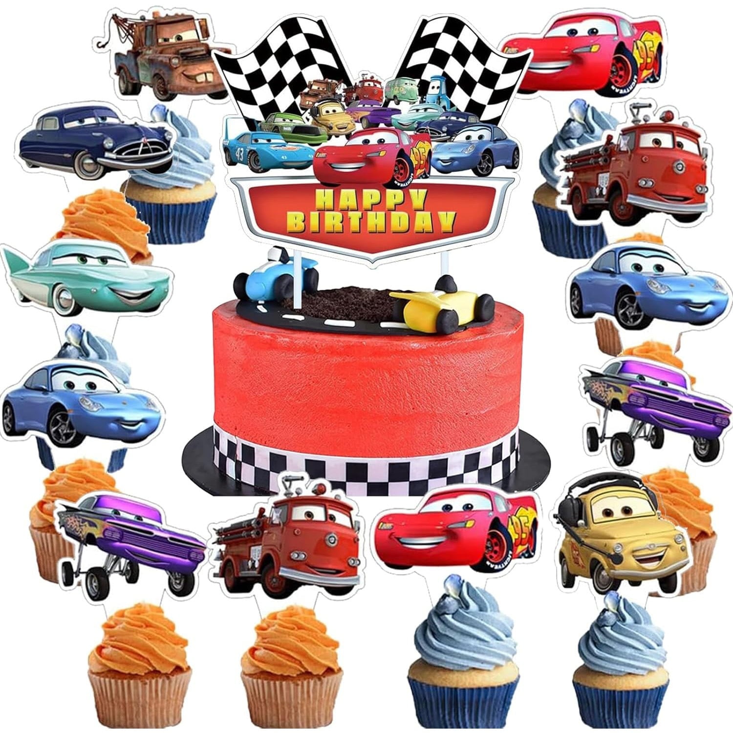 Disney Pixar Cars Mater and McQueen Birthday Cake Toppers