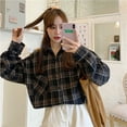 thumbnail image 5 of ZHaobin Vintage Women Plaid Shirts Autumn Long Sleeve Oversize Button Up Blouses Female Streetwear Loose Casual Shirts Femme Coat (khaki,XL), 5 of 7