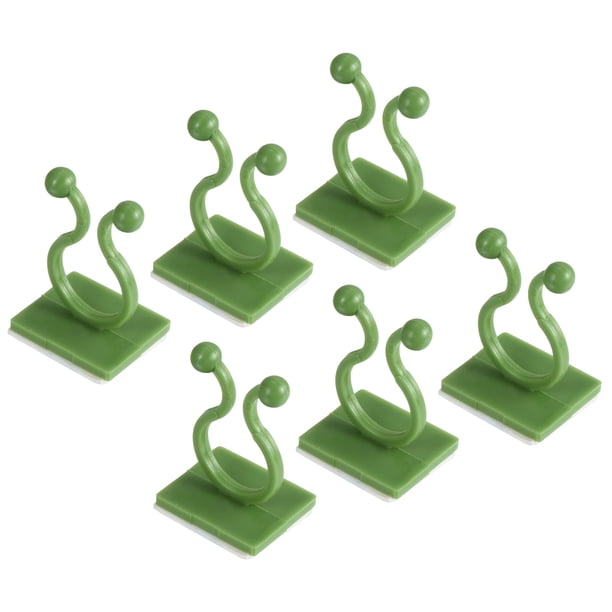 Uxcell Plant Clips, Climbing Fixture Sticky Hook Self Adhesive Binding Clip, Green 100 Pack