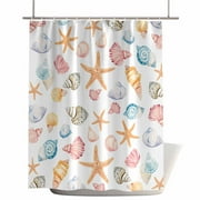 Shower Curtains for Bathroom-60"x72",Watercolor Ocean Sea Starfish Shell Conch Waterproof Bath Curtain Grommet Shower Curtain Set with Hooks,Coastal Marine Life Washable Bath Accessories