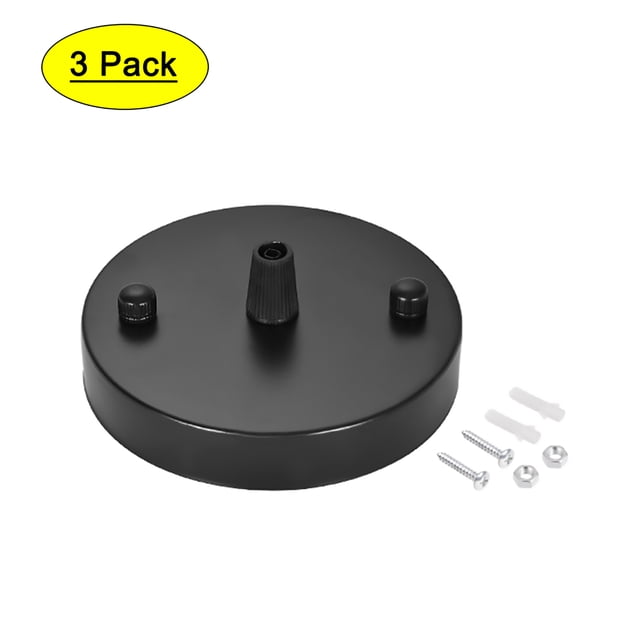 Kit de Plafón de Lámpara de Techo Uxcell de 100 mm Negro con Agarre de Cable Negro 3Pack