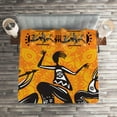 thumbnail image 2 of Ambesonne Orange Quilted Coverlet 3 Pcs, Dancer Themed Warm Colors, Queen Size, Orange and Black, 2 of 2
