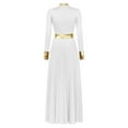 thumbnail image 4 of Linjinx Robe de Danse Liturgique pour Femmes Bloc de Couleur Métallique Performance Danse Blanche G, 4 of 7