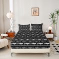 thumbnail image 2 of Manfei Cute Marine Shark Fitted Sheet Full, Nautical Wave Line Bed Set, Black Gray, 3pcs, 1 Fitted Sheet and 2 Pillowcases, 2 of 6