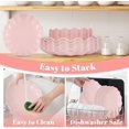 thumbnail image 3 of 50 Pcs Pink Plastic Plates Reusable - Durable and Dishwasher Safe Baby Shower Plates Wavy Daisy Plastic Flower Plate for Party Wedding Birthday Picnics BPA Free (25Guests), 3 of 7