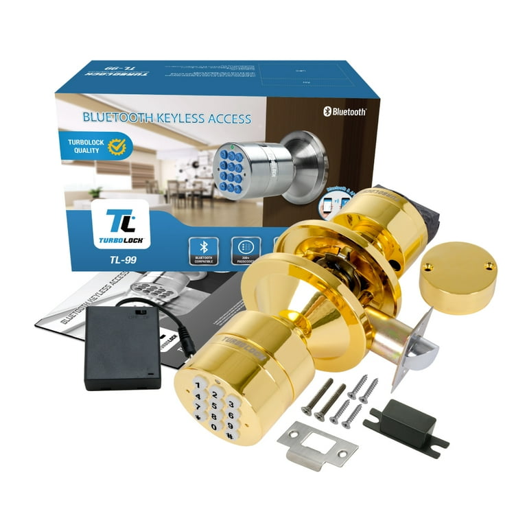 TurboLock Weatherproof Electronic Smart Bluetooth Keyless Door Lock w/ App, Live Monitoring, and Keyless Entry - Easy Installation TurboLock Weatherproof Electronic Smart Bluetooth Keyless Door Lock w/ App, Live Monitoring, and Keyless Entry - Easy Installation