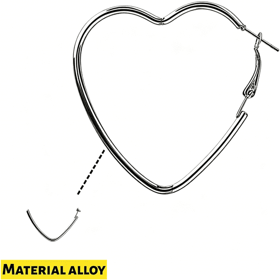 DESIGNICE Heart Shaped Hoop Earrings Stainless Steel Silver Plated Drop Earrings Hypoallergenic and Lightweight Fashion Jewelry 1 Pair-Silvery