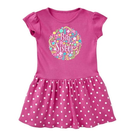 

Inktastic Big Sister with Flower Circle Gift Toddler Girl Dress