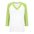 thumbnail image 6 of Hearthz 3/4 Length Sleeve Womens Tops V Neck Baseball Shirt Contrast Tops for Women Trendy Fall Work Blouses for Women, 6 of 7