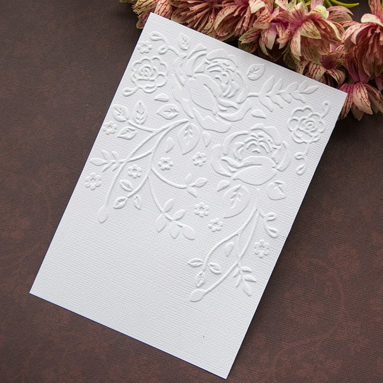 Rose Flower Embossing Folder For Card Making - Plastic Scrapbooking Template For DIY Cards, Albums & Crafts