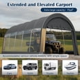 thumbnail image 6 of 12x20 FT Heavy Duty Carport, Portable Garage Canopy with Steel Frame & Roll-Up Door, Round Style Outdoor Storage Shed for Car, Truck, Boat, Patio, Anti-Snow Waterproof, Grey, 6 of 9