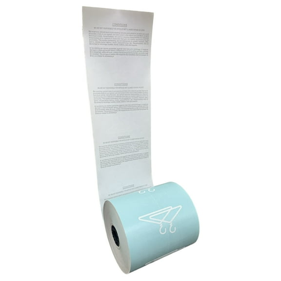 Dry Cleaners Thermal Rolls Blue Hanger w/Back Print 3 1/8" x 230' 55gsm 50 Rolls Made in USA