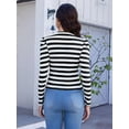 thumbnail image 2 of Scacto Women's Puff Long Sleeve Knit Tops Casual Crewneck Neck Striped T-Shirts Trendy Blouses, 2 of 6