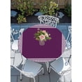 thumbnail image 6 of Dark Purple Geometric Round Fitted Tablecloth with Elastic Edge, Waterproof Table Cloth Table Cover for 45"-54" Tables, White Greek Key Design Abstract Modern Tablecloths for Dining Picnic Outdoor, 6 of 9