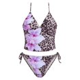 thumbnail image 5 of DHFJKG Tankini Swimsuits For Women Leopard Floral Printed Halter 2 Piece Bathing Suit With Tie Side Brief Bottoms Versatile Beachwear, 5 of 5