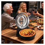 Pizza Oven, 12 in Electric Pizza Maker, 1200W Electric Pizzas Cooker with Cordierite Stone, 5-Mode Temperature Control, Viewing Window for Precise Cooking, Heats up to 788 ˚F, for Home (Black)