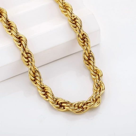 14K Yellow Gold Solid Rope Chain Necklace Diamond Cut Real Men Women Jewelry| 3.5mm | 20 Inches | MADE IN ITALY