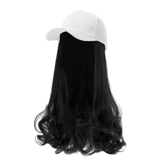 Hats for Women Attached Synthetic Hair Baseball Cap Adjustable Pear Roll Hairpiece Hat