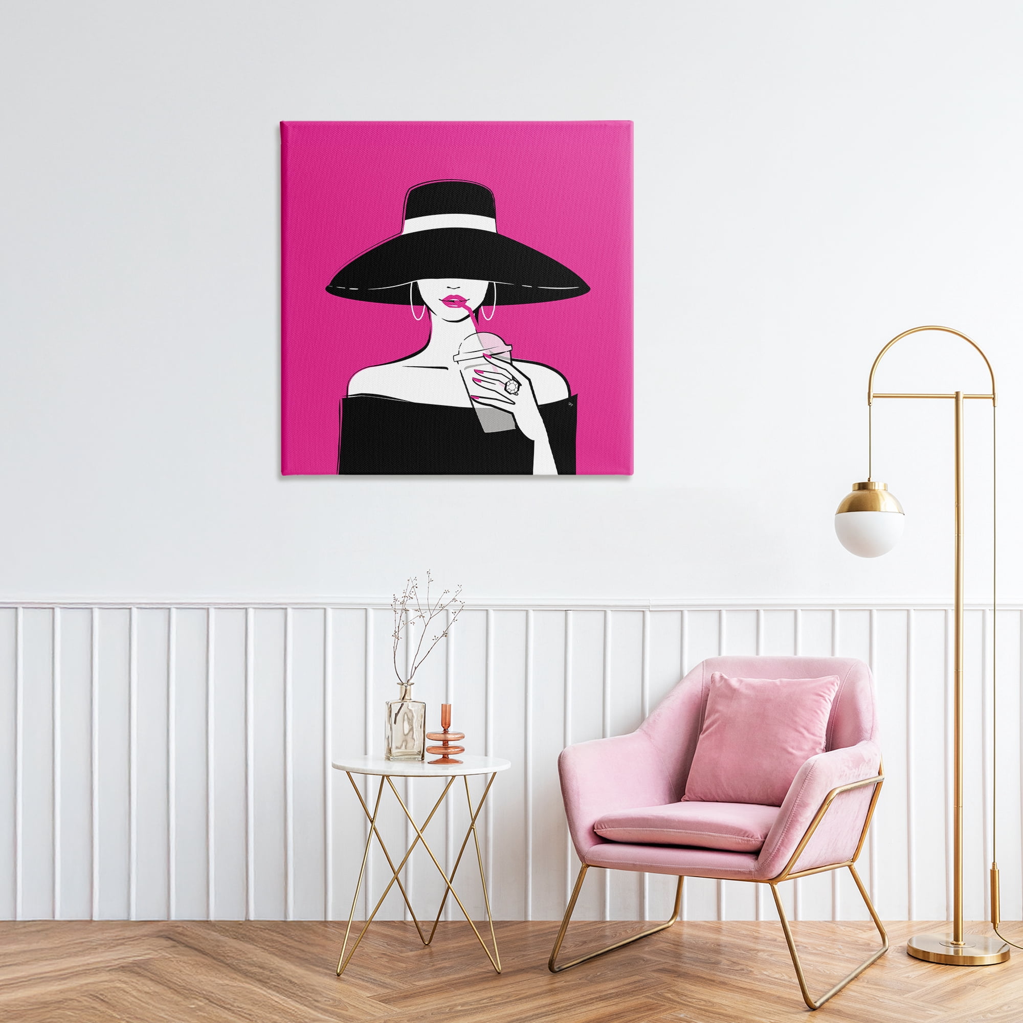 Stupell Industries Black Hat Glamourous Woman Canvas Wall Art, design by Martina Pavlova