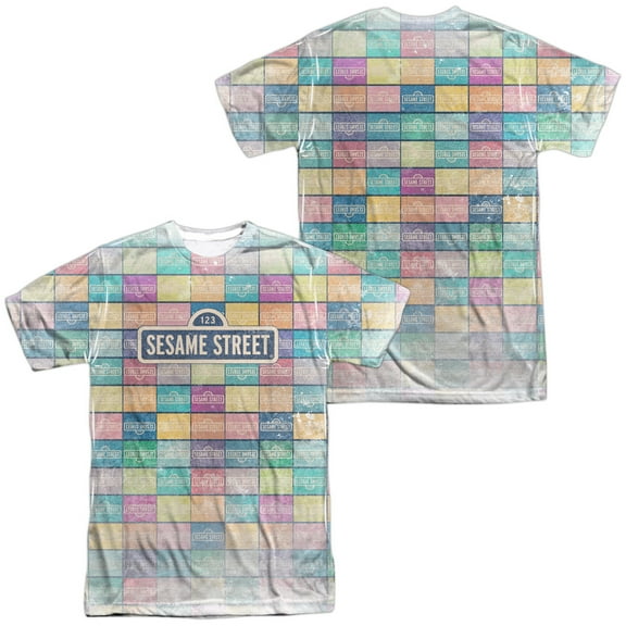 Sesame Street Color Block Unisex Adult Sublimated Costume T Shirt (Front/Back), 3X-Large Multicolor