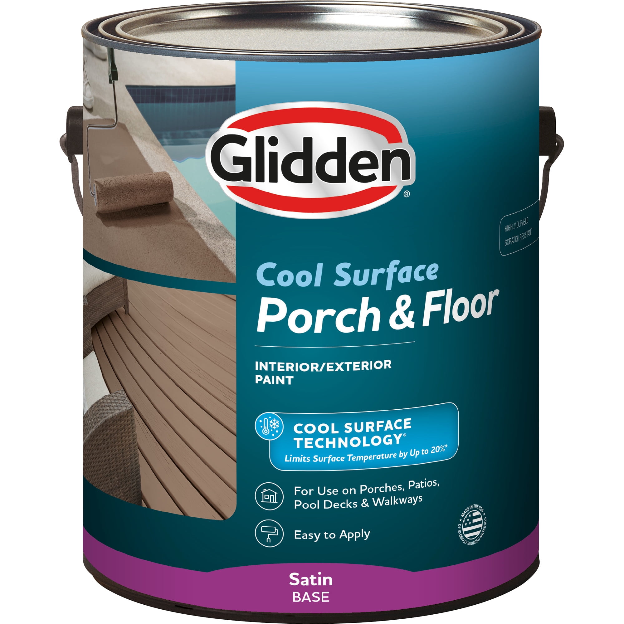 Glidden Porch and Floor with Cool Surface Technology Satin Interior/Exterior Paint, Gray Heron, 1 Gallon