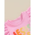 thumbnail image 6 of FEORJGP Kids Infant Girls Summer Casual One-piece Rompers 0 3M 6M 12M 18M Toddler Baby Flying Sleeve Jumpsuits Letter Print Crewneck Bodysuits Little Girl Fashion Loose Comfy Tops Clothes for Daily, 6 of 7