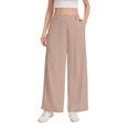 thumbnail image 3 of Womens Cotton Linen Pants Casual Button Up High Waisted Wide Leg Trousers Business Offices Trousers Straight Pants Trouser Summer Clothes Khaki S, 3 of 6