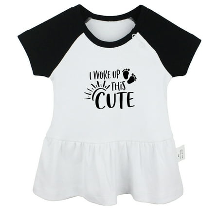 

I Woke Up This Cute Funny Dresses For Baby Newborn Babies Skirts Infant Princess Dress 0-24M Kids Graphic Clothes (Black Raglan Dresses 6-12 Months)