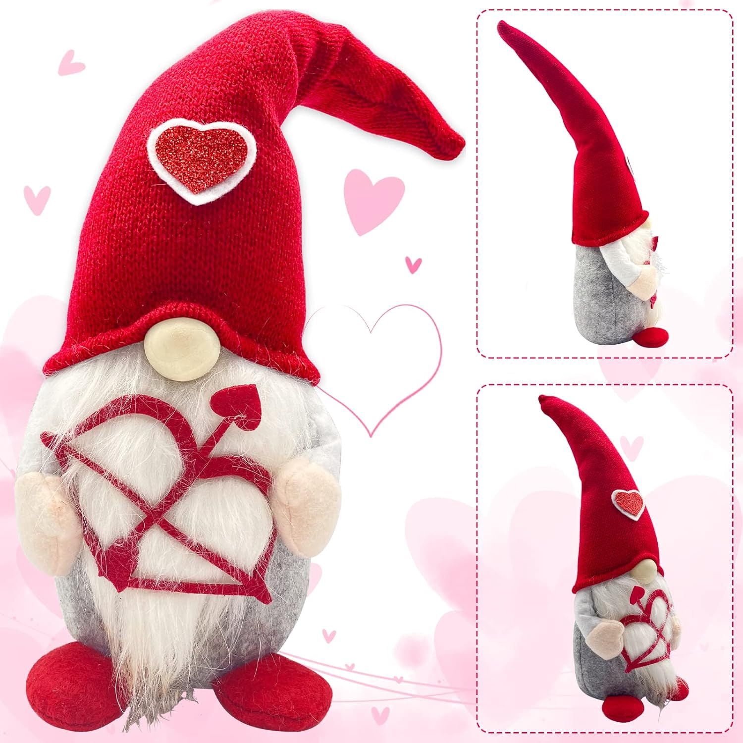 Valentines Day Lighted Gnomes for Home Décor 2PCS Table Red Cupid Gnome Decorations Swedish Plush Elf Scandinavian Tomte Elf Ornaments Sweet Gifts Him Her