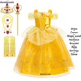 thumbnail image 1 of Belle Dress for Girl Princess Kids Floral Ball Gown Child Cosplay Beauty Costume Disney Fancy Party Clothing For Cosplay Party3T(100) Gao Jinjia LED, 1 of 2