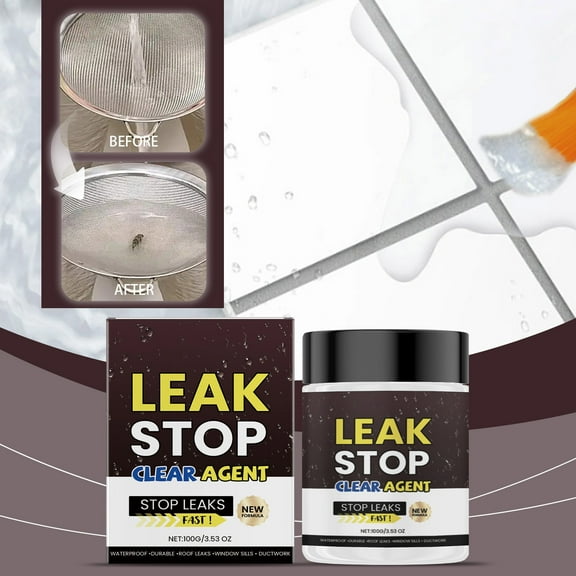 Hauiodp Clear Waterproof Sealant, Transparent Waterproof Coating, Waterproof Coating Acrylic Paste for Leakage for Roofs, Walls, Windows, Bathroom, Wood, Concrete, Tile, Non-Toxic