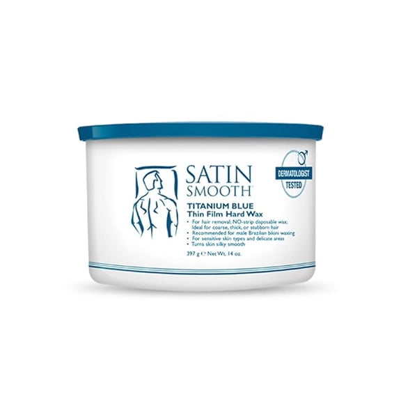 Satin Smooth Titanium Blue Thin Film Hard Wax, No Strip Hair Removal Wax for Sensitive Skin, 14 oz
