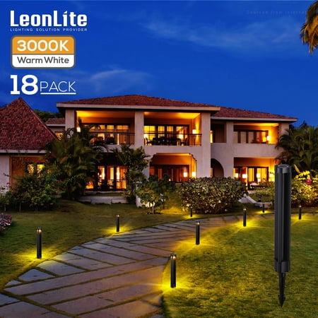 LEONLITE 18 Pack Low Voltage LED Pathway Lights, LED Landscape Lighting, CRI90+, Aluminum