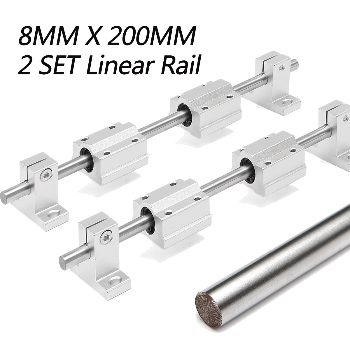 2 Set 8mm Dia Linear Ball Bearing Rail Guide Support 20cm Optical Axis HRC5860 Degree Walmart